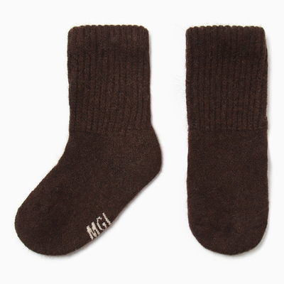 Носки детские с пухом яка, коричневые, размер 4 (4-5 лет)