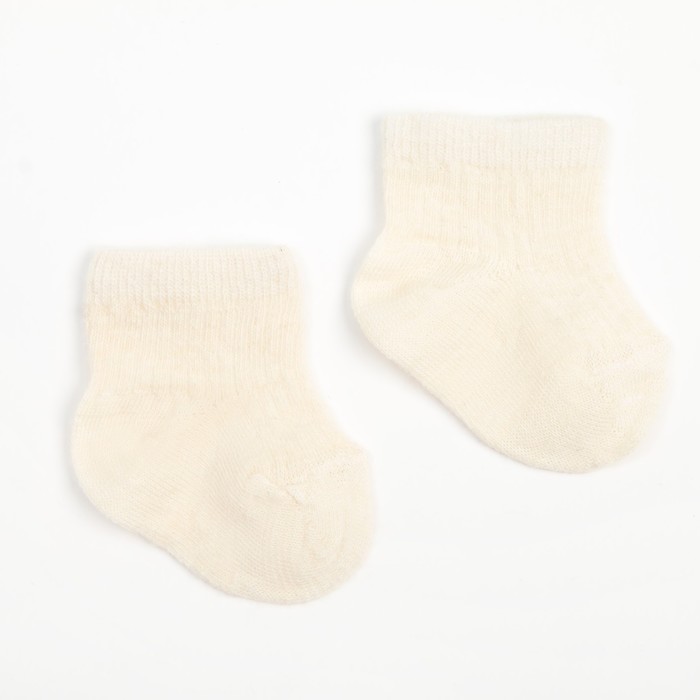 Носки детские с шерстью мериноса, цвет бежевый, размер 0 (0-1 года) - Фото 1