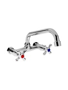 Смеситель для кухни ZEIN Z2485, настенный, излив 20 см, кран-букса латунь 1/2", хром - Фото 4