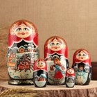 Матрёшка «Тройка», красный платок, 5 кукольная,  люкс - Фото 1