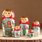 Матрёшка «Парочка», красный  платок,5 кукольная,  люкс - фото 108973771