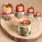 Матрёшка дерево «Парочка», красный платок, 5 кукольная, люкс, МИКС - Фото 4