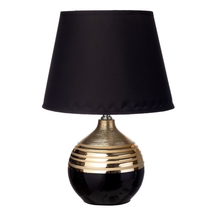 Настольная лампа Элегия Е14 40Вт черно-золотой 20х20х31 см RISALUX - фото 1907534103