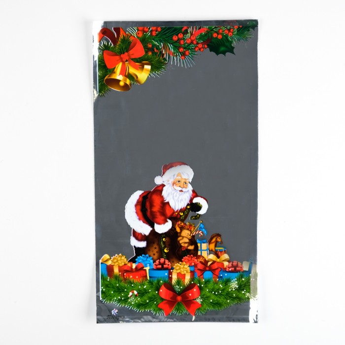 Пакет подарочный "Подарки" 20 х 35 см,  цветной металлизированный рисунок - Фото 1