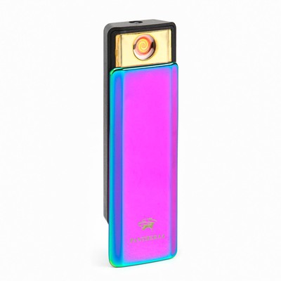 Зажигалка электронная, USB, спираль, фонарик, 2.5 х 7.5 см, сиреневая