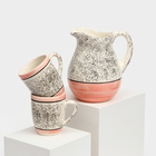 Набор посуды "Персия", керамика, розовый, кувшин 1.5 л, кружка 350 мл, 3 предмета, 1 сорт, Иран - фото 19275396