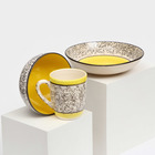 Набор посуды "Алладин", керамика, желтый, 3 предмета: салатник 700 мл, тарелка 20 см, кружка 350 мл, 1 сорт, Иран - Фото 8