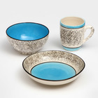 Набор посуды "Алладин", керамика, синий, 3 предмета: салатник 700 мл, тарелка 20 см, кружка 350 мл, 1 сорт, Иран - фото 4483896