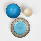 Набор посуды "Алладин", керамика, синий, 3 предмета: салатник 700 мл, тарелка 20 см, кружка 350 мл, 1 сорт, Иран - Фото 4