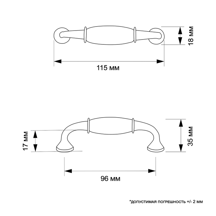 Ручка-скоба CAPPIO RSC012, пластик, м/о 96 мм, цвет медь - фото 18557997