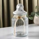 Банка для сыпучих продуктов Доляна «Ёжик в золотом», 950 мл, 11×20 см, с керамической крышкой, стекло, прозрачная - Фото 1