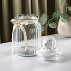 Банка для сыпучих продуктов Доляна «Ёжик в золотом», 950 мл, 11×20 см, с керамической крышкой, стекло, прозрачная - Фото 2