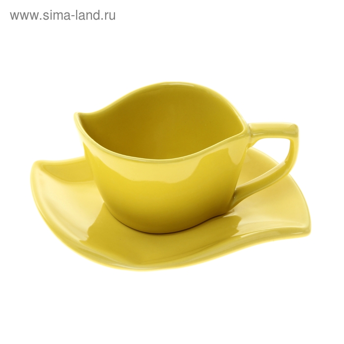 Набор чайный «Согласие», 2 предмета: чашка 200 мл, блюдце, желтый - Фото 1