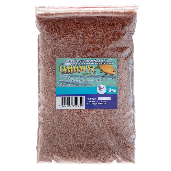 Корм для рыб и черепах «Аквакулинар» Гаммарус измельченный, пакет, 100 г - Фото 1