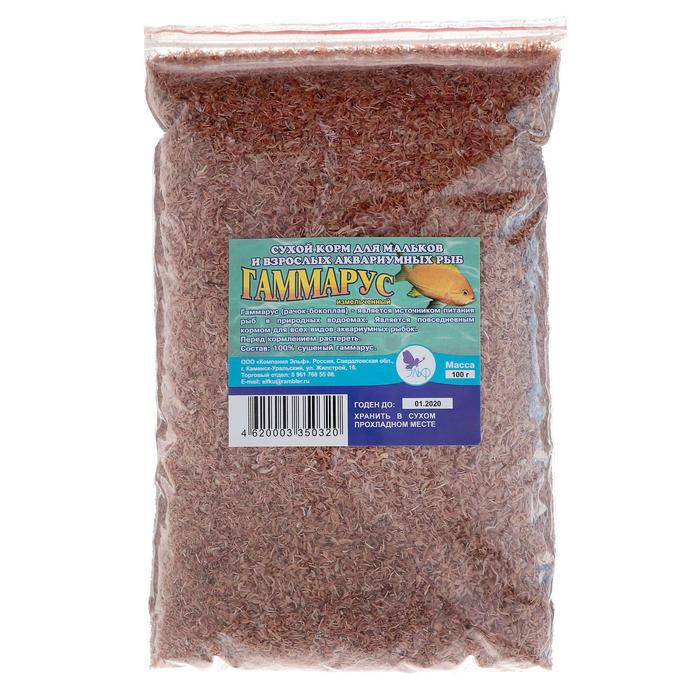 Корм для рыб и черепах «Аквакулинар» Гаммарус измельченный, пакет, 100 г - Фото 1