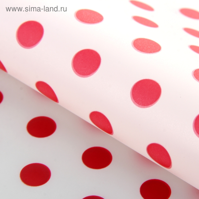 Плёнка для цветов и подарков "Красный горох на белом", 60 х 60 см - Фото 1
