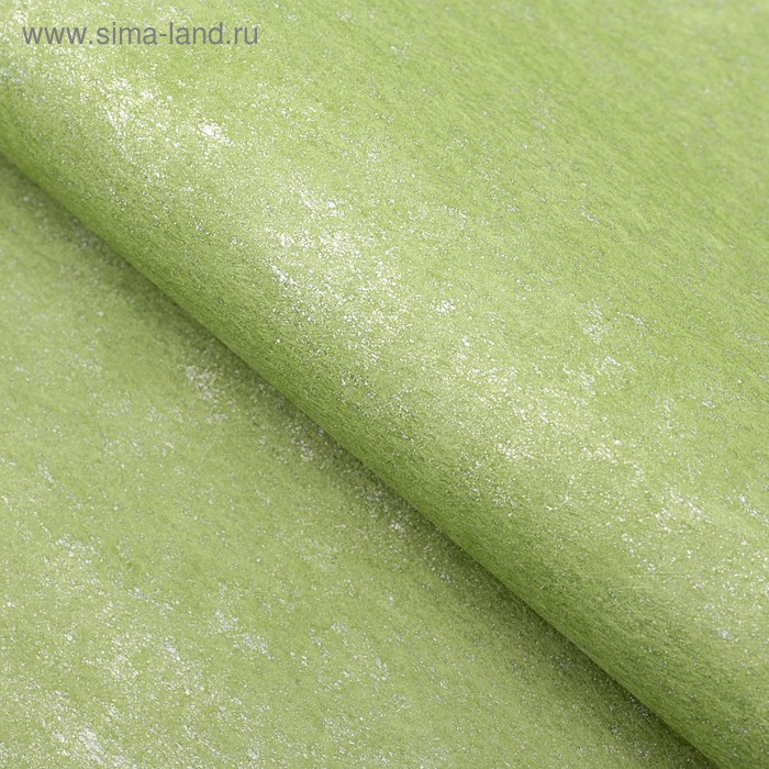 Фетр ламинированный металлизированный, зелёный, 60 х 60 см - Фото 1