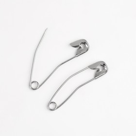 Булавки английские, изогнутые, 38 мм, 10 шт., цвет серебряный