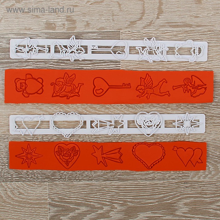 Набор печатей для марципана и теста Доляна «амур», 2 шт, 25×3,5×0,5 см - Фото 1