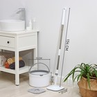 Швабра с отжимом и ведро с подачей воды Raccoon, 31×31×18 см, квадратная швабра 21×21×134 см, 2 насадки из микрофибры, цвет серый - Фото 9