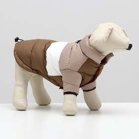 Куртка для собак с утяжкой размер 14 (ДС 32, ОГ 42, ОШ 31), бежево-коричневая