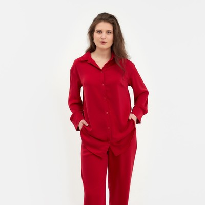 Костюм женский (рубашка, брюки) MINAKU: Silk pleasure, размер 50, красный