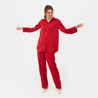 Костюм женский (рубашка, брюки) MINAKU: Silk pleasure, размер 50, красный
