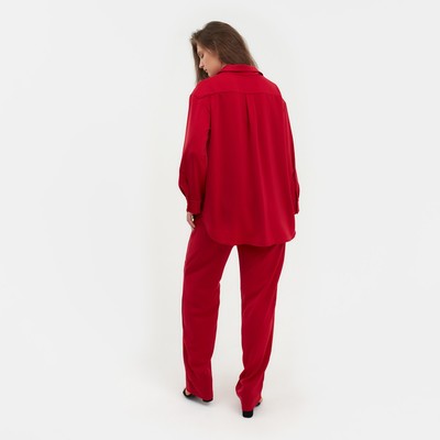 Костюм женский (рубашка, брюки) MINAKU: Silk pleasure, размер 52, красный