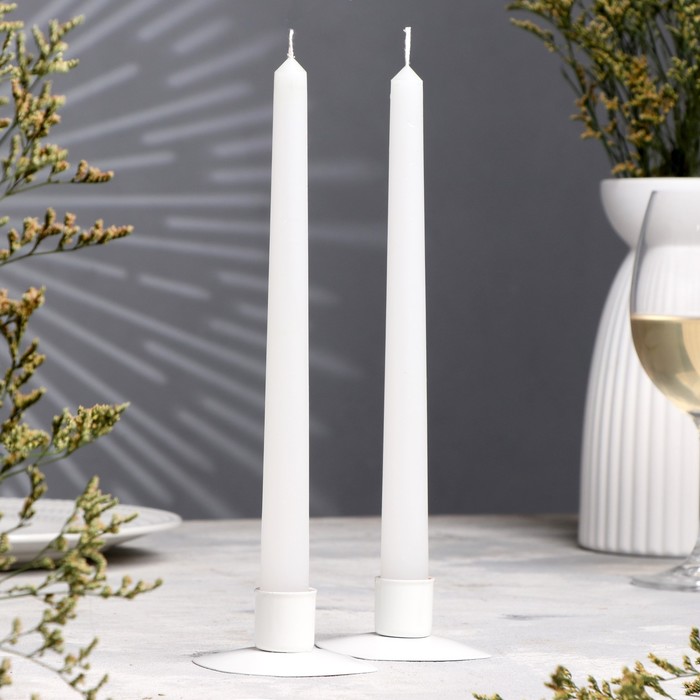 Набор свечей античных, 2,2х 25 см, 2 штуки, белый, "Дарим красиво" - Фото 1