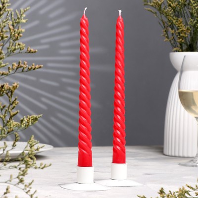 Набор свечей витых «Дарим красиво», красный, 2 шт., 2.2×25 см