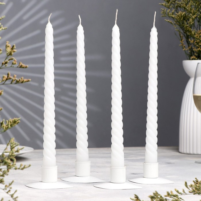 Набор свечей витых, 2,2х 25 см, 4 штуки, белый, "Богатство Аромата" - Фото 1