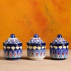 Набор баночек для специй, керамика, 150 мл, 3 шт. + приправа в подарок, синие - Фото 3