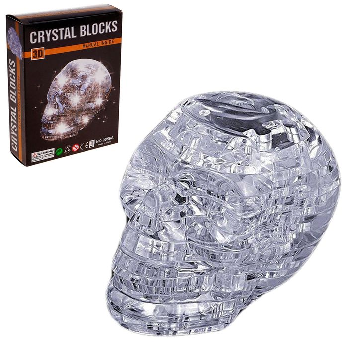 3D пазл кристаллический «Череп, 49 деталей, световые эффекты, работает от батареек - фото 1906785076