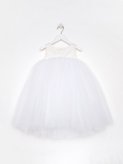 Платье нарядное для девочки MINAKU: PartyDress, белое, рост 110 см