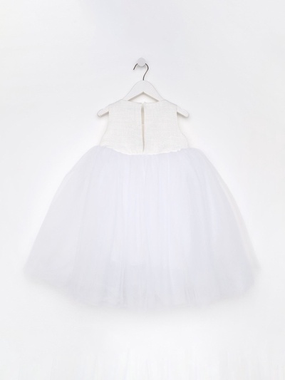Платье нарядное для девочки MINAKU: PartyDress, белое, рост 110 см