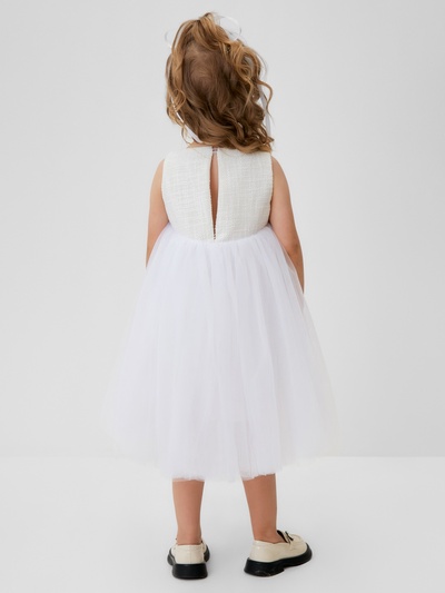 Платье нарядное для девочки MINAKU: PartyDress, белое, рост 110 см