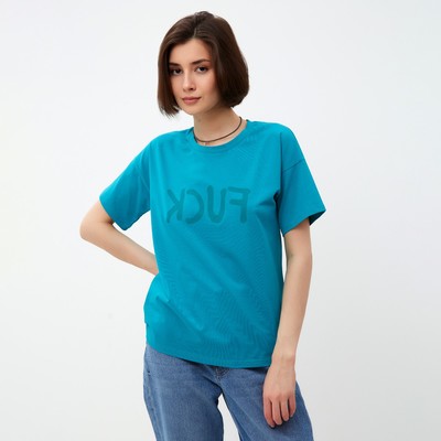 Футболка женская MINAKU Fuck, голубая, размер 44