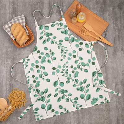 Фартук «Доляна. Эвкалипт», белый 60×70 см, 100% хлопок, рогожка 164 г/м²