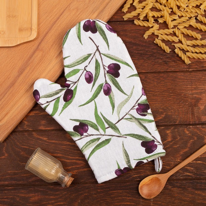 Варежка-прихватка Доляна Olives 20×27 см, 100% хлопок, ватин 250 г/м² - Фото 1