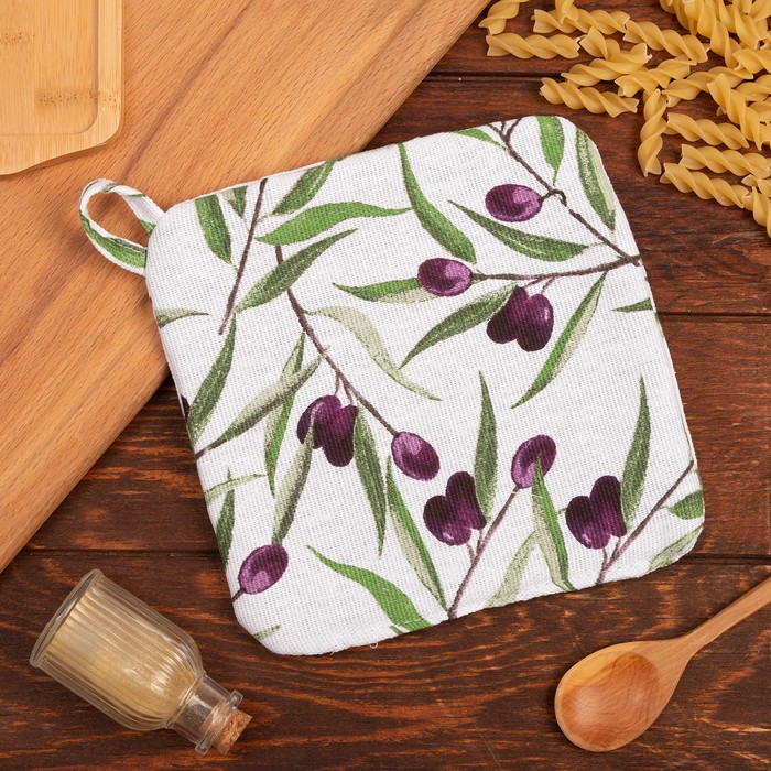 Прихватка Доляна Olives 19×19 см, 100% хлопок, ватин 250 г/м² - Фото 1
