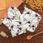 Набор кухонный Доляна Olives: варежка 20×27 см, прихватка 19×19 см, 100% хл - Фото 1