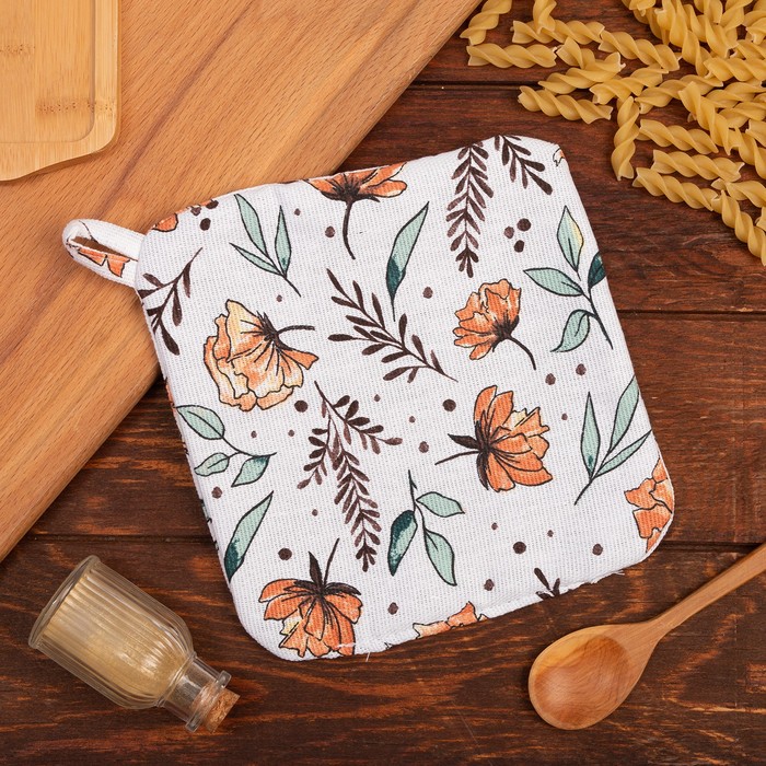 Прихватка Доляна Oleander 19х19 см, 100% хлопок, ватин 250 г/м2 - Фото 1