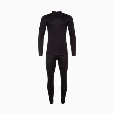 Термобельё мужское (джемпер, кальсоны), цвет чёрный, размер 52