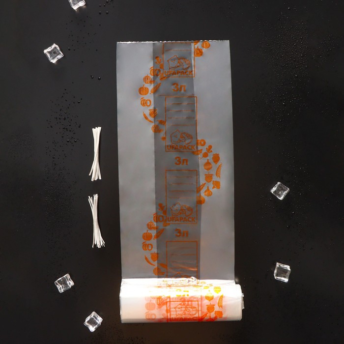 Пакеты для заморозки продуктов «Уфа ПАК», 3 литра, 25×35 см, 35 шт, с клипсами - фото 1908997453