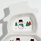 Менажница керамическая «Снеговики», 14 х 20 х 3 см, цвет белый - Фото 3