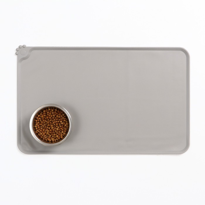 Коврик силиконовый под миску, 47×30 см, серый - Фото 1