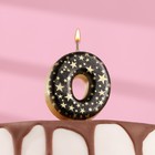 Свеча в торт "Саната", цифра "0", черная с золотыми звездами, 5,5 см - фото 319070910