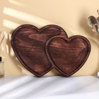 Менажница Adelica «Двойное сердце», 33×22×2,5 см, тёмный бук - фото 319071004