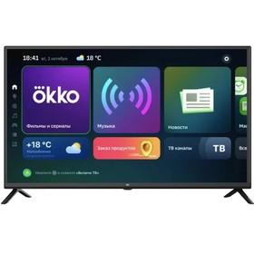 Телевизор BQ 39S07B, 39", 1366x768, DVB-T2/C, HDMI 3, USB 2, SmartTV, чёрный