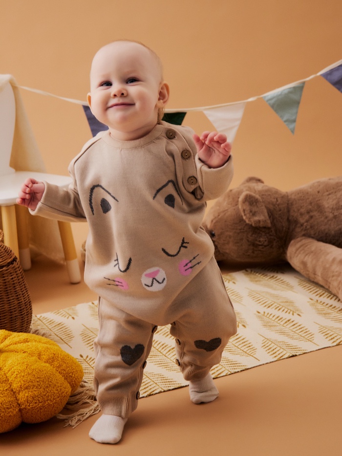 Комбинезон детский вязаный «Крошка Я» «Котик», рост 80-86 см - Фото 1